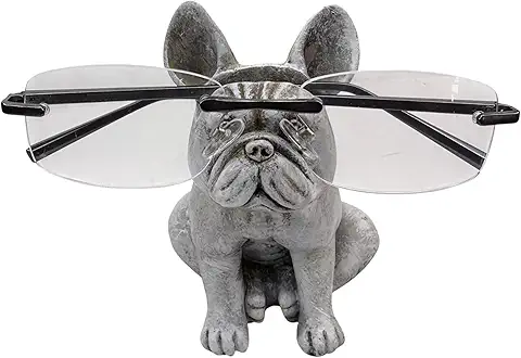 Top Brass Cute French Bulldog Eyeglass Holder – Whimsical Reading Glasses Stand – Funny Desk Nightstand Rack Display Organizer – Frenchie Puppy Dog Pet Decor